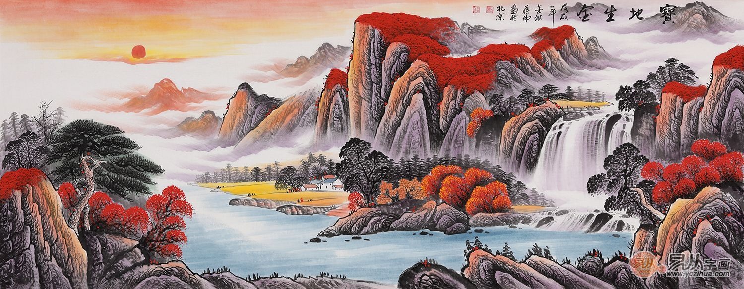 盆山水画,是一种根据大地理风水布局,艺术和风水相结合的聚财风水画